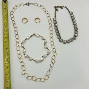 J. Crew Gold and Silver Necklace and Earings